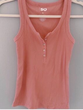 Coral Button Up Tank Top